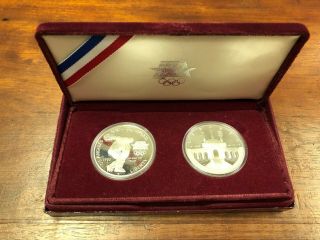 1983 S And 1984 S Proof Olympic Silver Dollar 2 Coin Us Commemorative Set