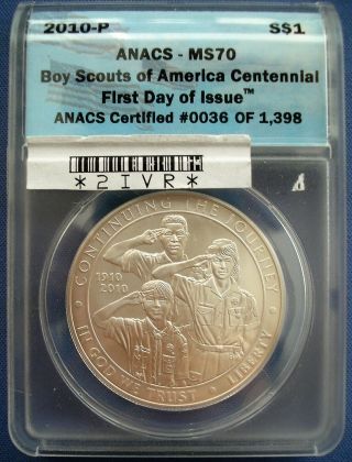 2010 United States - 1 Dollar - Boy Scouts Of America Centennial - Silver Coin