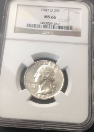 1947 D Denver Washington Silver Quarter Ngc Ms 66