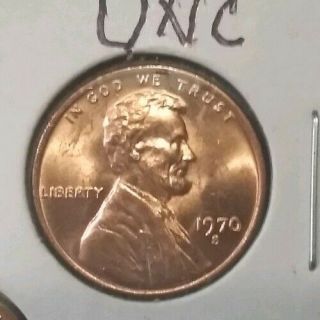 1970 - S Large Date Lincoln Memorial Cent Penny - Unc Red Rd