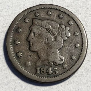 1845 Braided Hair Large Cent 1c