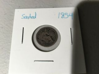 1854 Seated Liberty Half Dime With Arrows,  Silver,  Vg - 165 Year - Old
