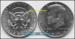 Usa 1974 United States Half Dollar President John F.  Kennedy Jfk 50 Cent Coin