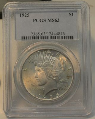 1925 Pcgs Ms63 Peace Silver Dollar