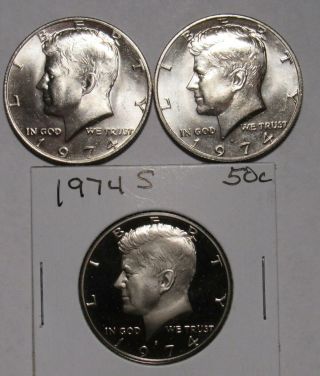 1974 P,  D&s Kennedy Half Dollars In Bu And Proof