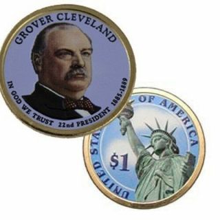 2012 P Grover Cleveland 22nd Colorized B.  U.  Dollar Coin