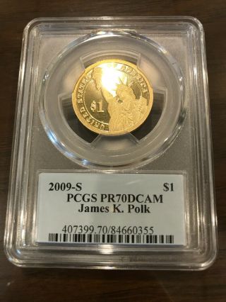2009s James K Polk Presidential Dollar Pcgs Pr70dcam Perfect Proof