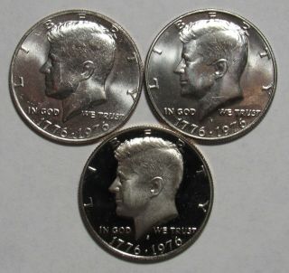 1976 P,  D&s Kennedy Half Dollars In Bu And Proof