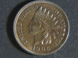 1906 Us Indian Head Penny 1c Cent Coin Rainbow Toning