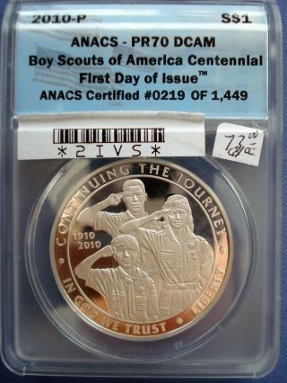 2010 P - Usa - 1 Dollar - Boy Scouts Of America Centennial - Silver Coin - 0513