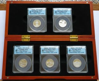 Set Of Five 2010 - S Silver 25c - Anacs Pr70 Dcam,  Atb Quarters 1st Release (27217a
