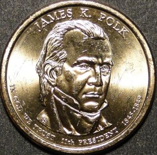 Bu Unc 2009 United States Us Presidents James K.  Polk Dollar $1 Coins D