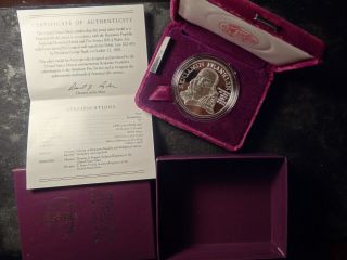 1992 Ben Franklin Fire Fighter Medal Silver Proof & 