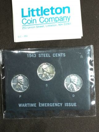 1943 P & D & S United States Steel Cents - Wartime Emergency Issue