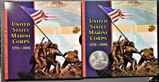 2005 - P Us Marine Corps Coin & Stamp Set Uncirculated $1 Silver Dollar W/ogp 1110