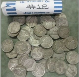 Full Roll (40 Coins) War Nickels,  35 Silver,  Jefferson Nickel Coins