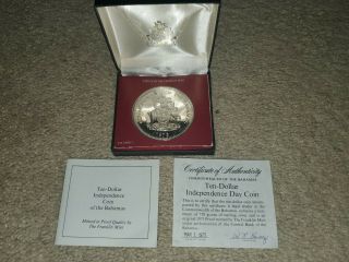 1975 Bahamas Silver Ten Dollar Independence Day Coin Proof