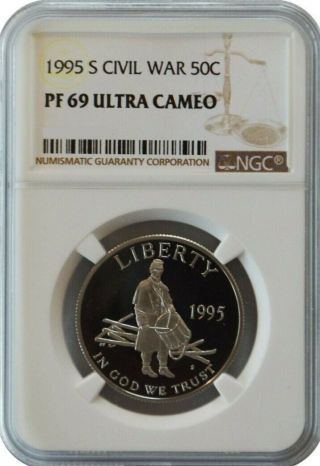1995 - S Civil War Proof Half Dollar 50c Commemorative Ngc Pf69 Ultra Cameo