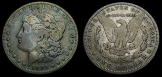 Usa 1891 - O Silver Morgan Dollar Toned Fine/ Very Fine