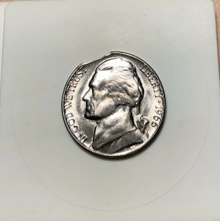 1966 Sms Jefferson Nickel Clipped Planchet Error Coin - Scarce Sms Error - 5c