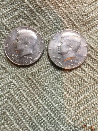 Two (2) Bicentennial Kennedy Half Dollar Coins 1776 - 1976