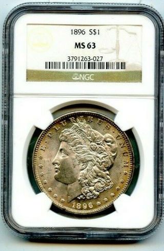 1896 - P Ngc Ms63 Morgan Silver Dollar Coin.  Starts@ 2.  99