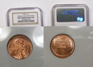 1997 Cent 10 Off Center Error Ngc Ms63 Red 22 Yrs Old Inv 370 - B - 26