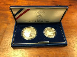 1993 - S Bill Of Rights Comm.  Proof Silver Dollar/clad Half Dollar 2 Coins Set