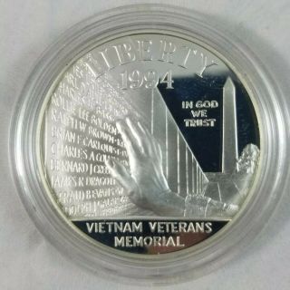 1994 - P Proof Vietnam Veterans Memorial Silver Dollar Coin.  Brilliant Uncirculate