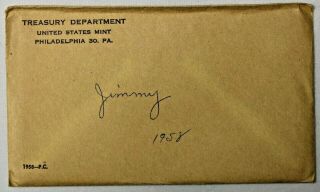 1958 United States Philadelphia Proof Set In Envelope