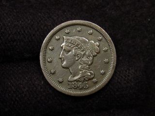 1845 Braided Hair Large Cent Vf,  /xf