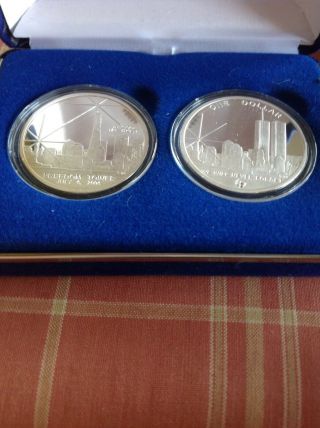 2004 Freedom Tower Silver Dollars In Display From National Collectors.