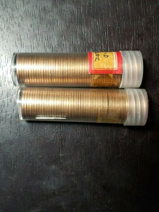 1959 D & 1960 D Rolls Of Bu Lincoln Pennies - Us Coins
