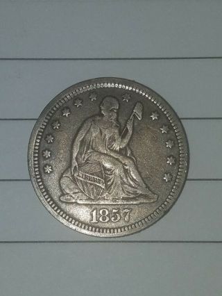 1857 Philadelphia Silver Seated Liberty Quarter