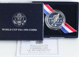 1994 P World Cup Soccer Proof Copper Half Dollar Commemorative Coin Box And