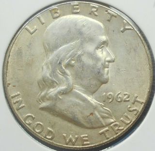 . 900 Silver 1962 P Ben Franklin Half Dollar 50 Cents Circulated Wb 7