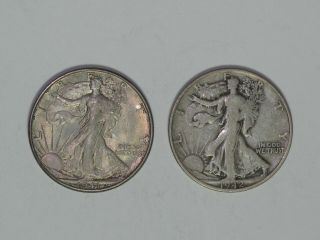 1941 D,  1942 S Walking Liberty Half Dollars,  90 Silver Circulated 0252