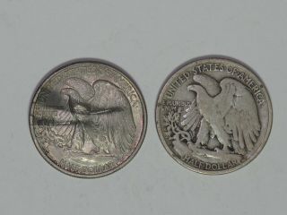 1941 D,  1942 S Walking Liberty Half Dollars,  90 silver circulated 0252 2