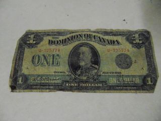 Large Note The Dominion Of Canada One Dollar 1923 Ottawa