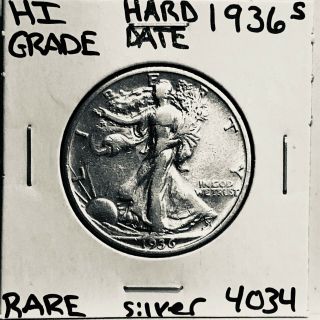 1936 S Liberty Walking Silver Half Dollar Hi Grade U.  S.  Rare Coin 4034