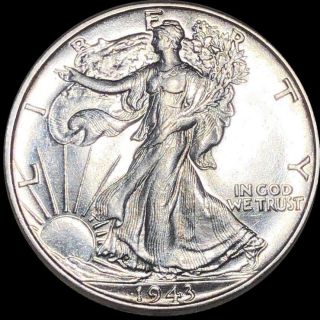 1943 Walking Half Dollar Highly Uncirculated Liberty Silver Shiny Philly Coin Nr