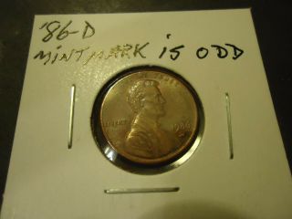 1986 - D Lincoln Memorial Cent Coin Mintmark Is Odd S & H,  C/s