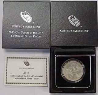 2013 - W $1 Girl Scouts Of The Usa Commemorative Silver Dollar In Ogp Bu