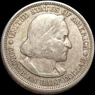 1893 Colombian Expo Half Dollar About Uncirculated High End Silver Commemorative