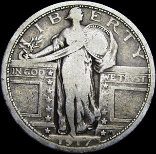 1917 Type 1 Standing Liberty Quarter Silver Us Coin - - - - L@@k - - - - S594