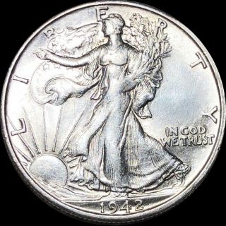 1942 - S Walking Half Dollar High Uncirculated Liberty Silver Collectible Coin Ms