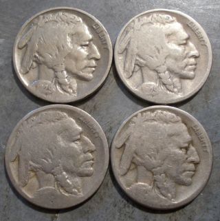 4 Buffalo Nickels 2,  1923s,  1929p,  1929d,  1929s
