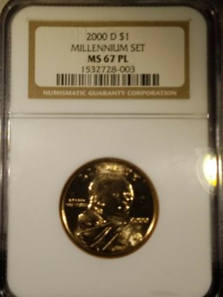 2000 D Sacagawea $1 Millennium Set Ngc Ms 67 Pl