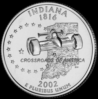 2002 P Indiana State Quarter U.  S.  " Brilliant Uncirculated " Coin Bu