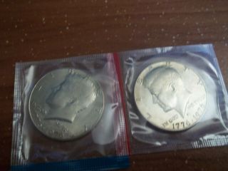 1976 P&d Uncirculated Kennedy Half Dollar Pair In Us Cello